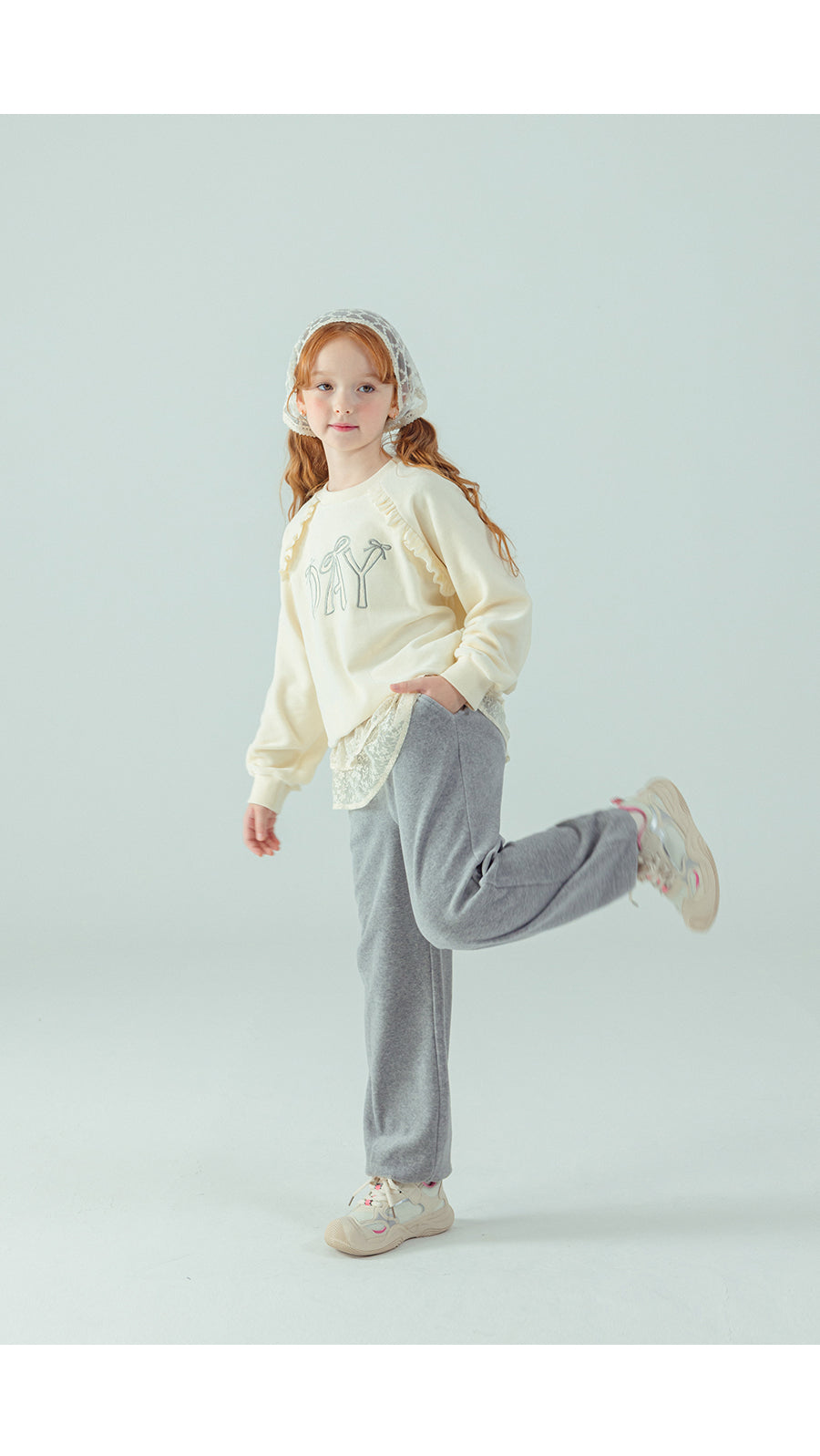 I LOVE J Day lace fleece 2pc set