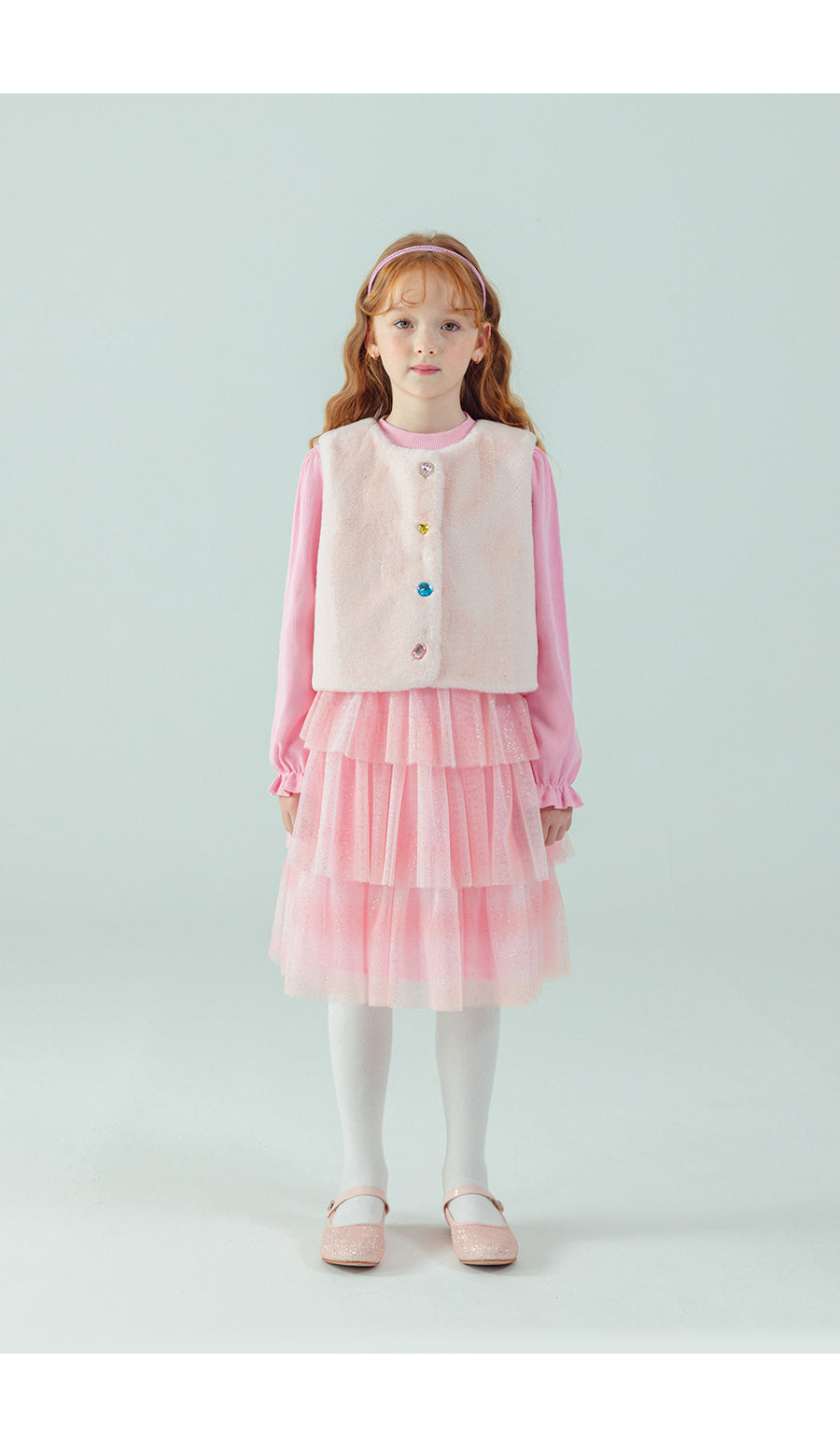 I LOVE J Stone button fur vest