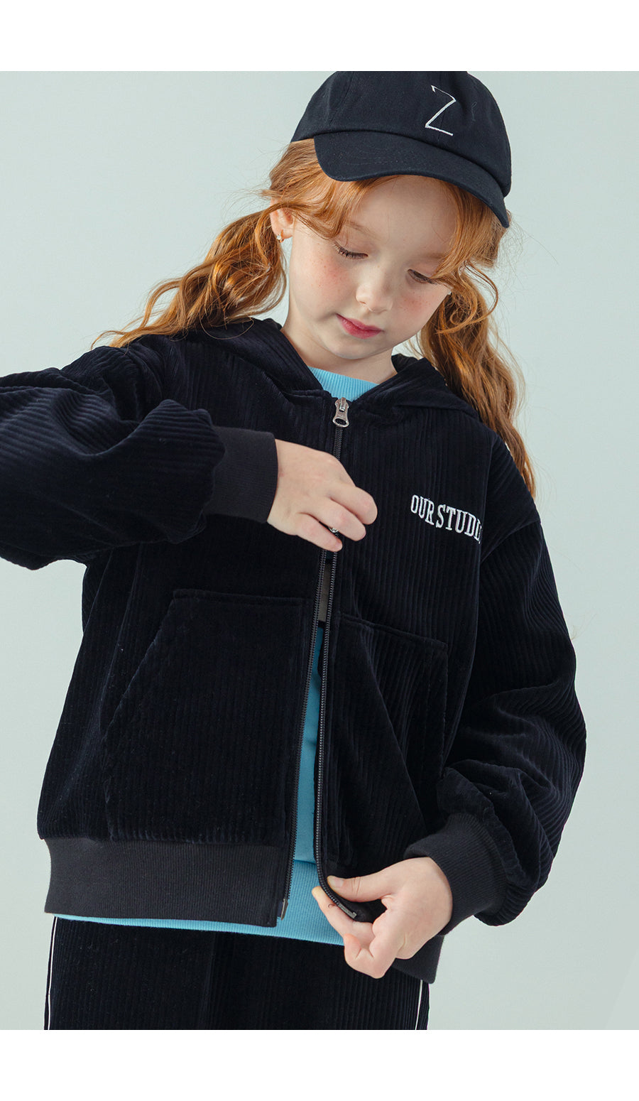 I LOVE J My studio velour hoodie zip-up