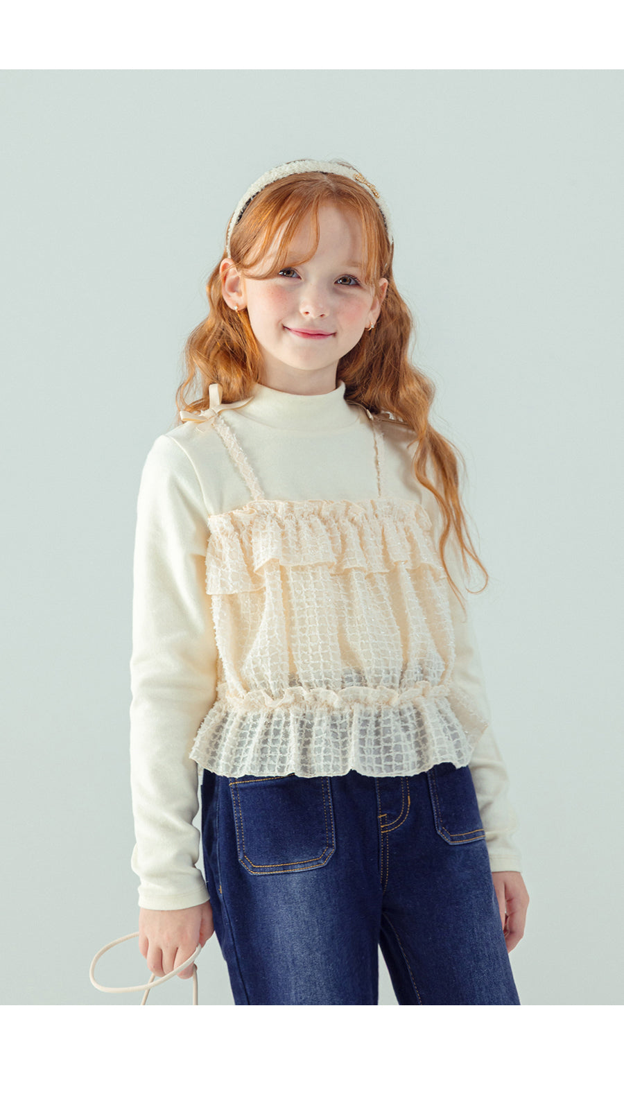 I LOVE J ruffle ribbon bustier top