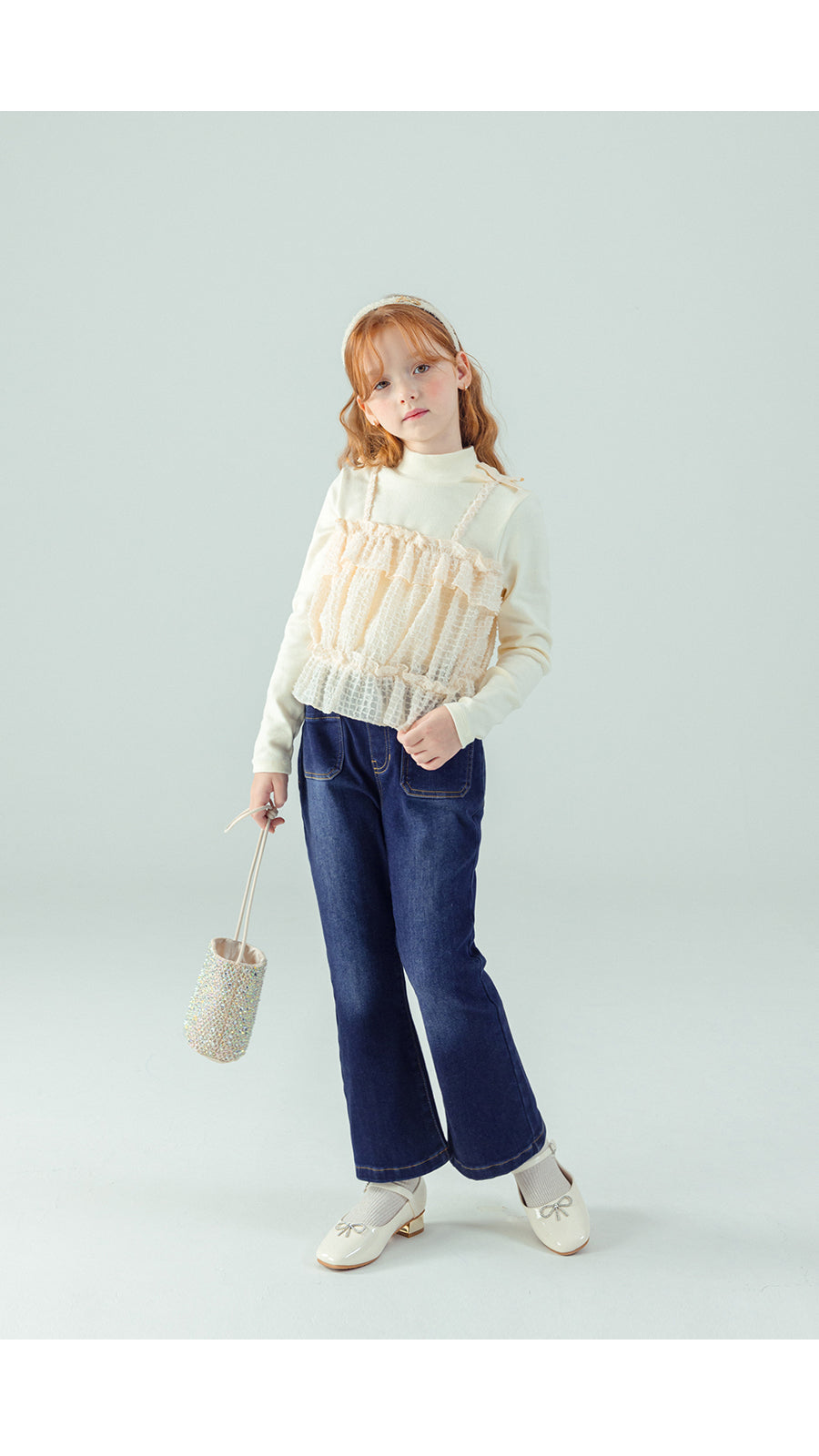 I LOVE J ruffle ribbon bustier top