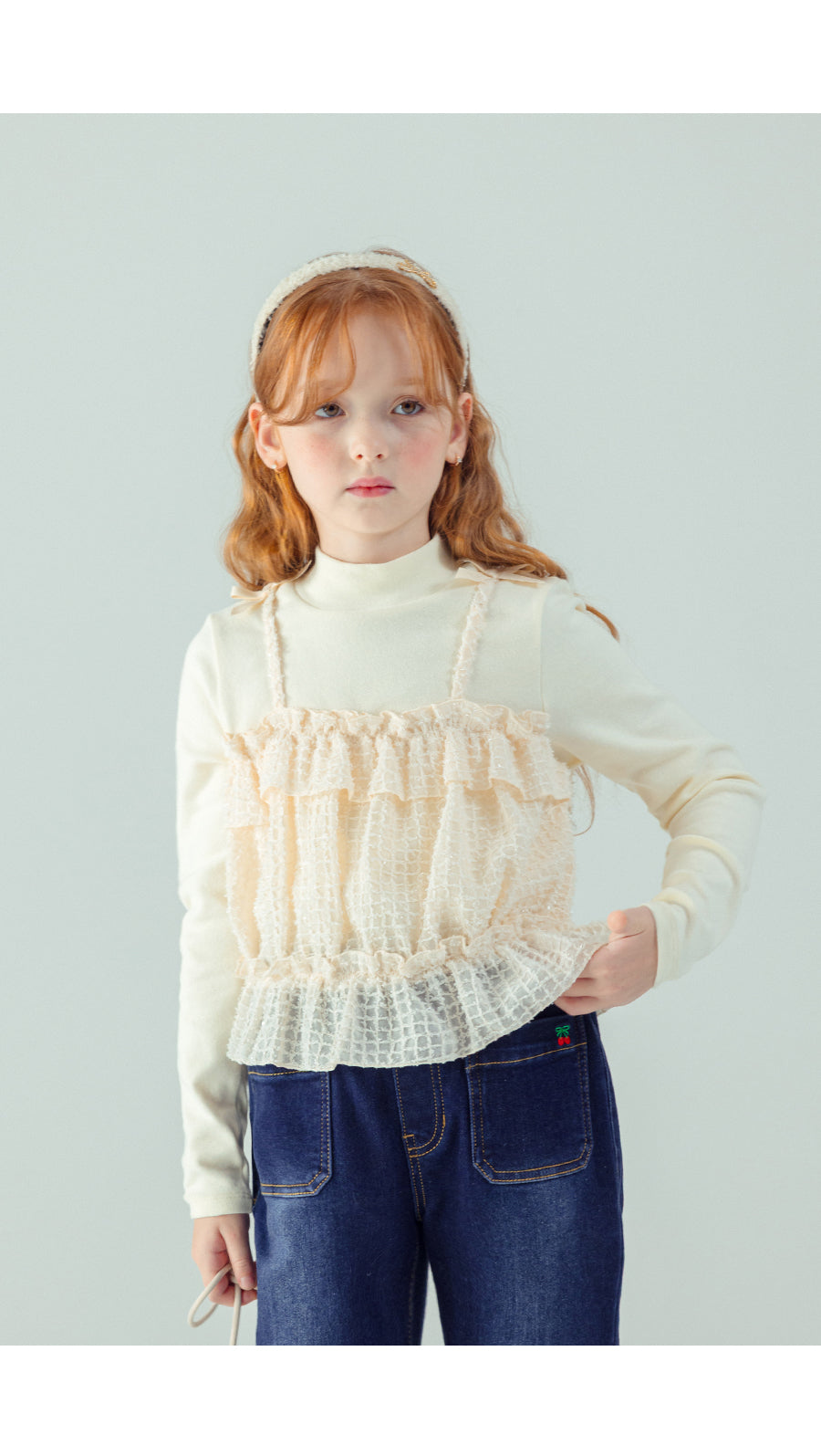 I LOVE J ruffle ribbon bustier top