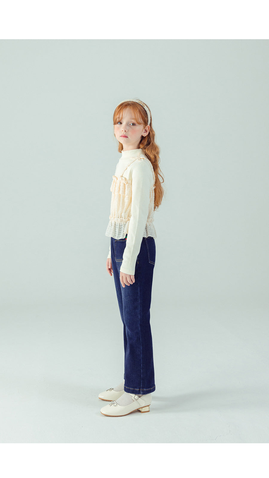 I LOVE J ruffle ribbon bustier top