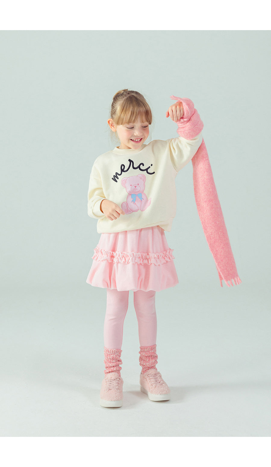 I LOVE J Ribbon bear fleece mtm