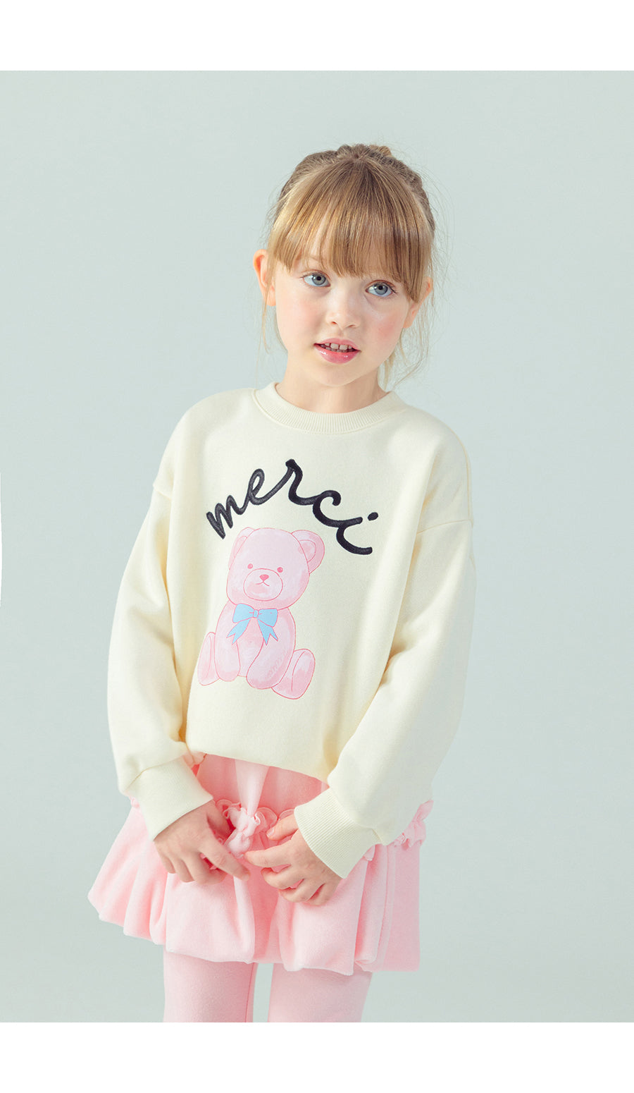 I LOVE J Ribbon bear fleece mtm