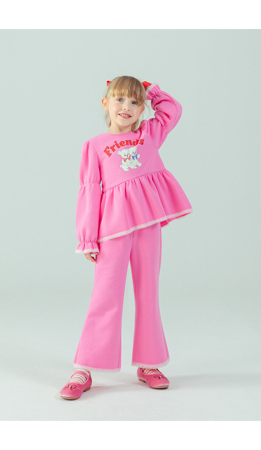 I LOVE J Duo bear lace fleece 2pc set