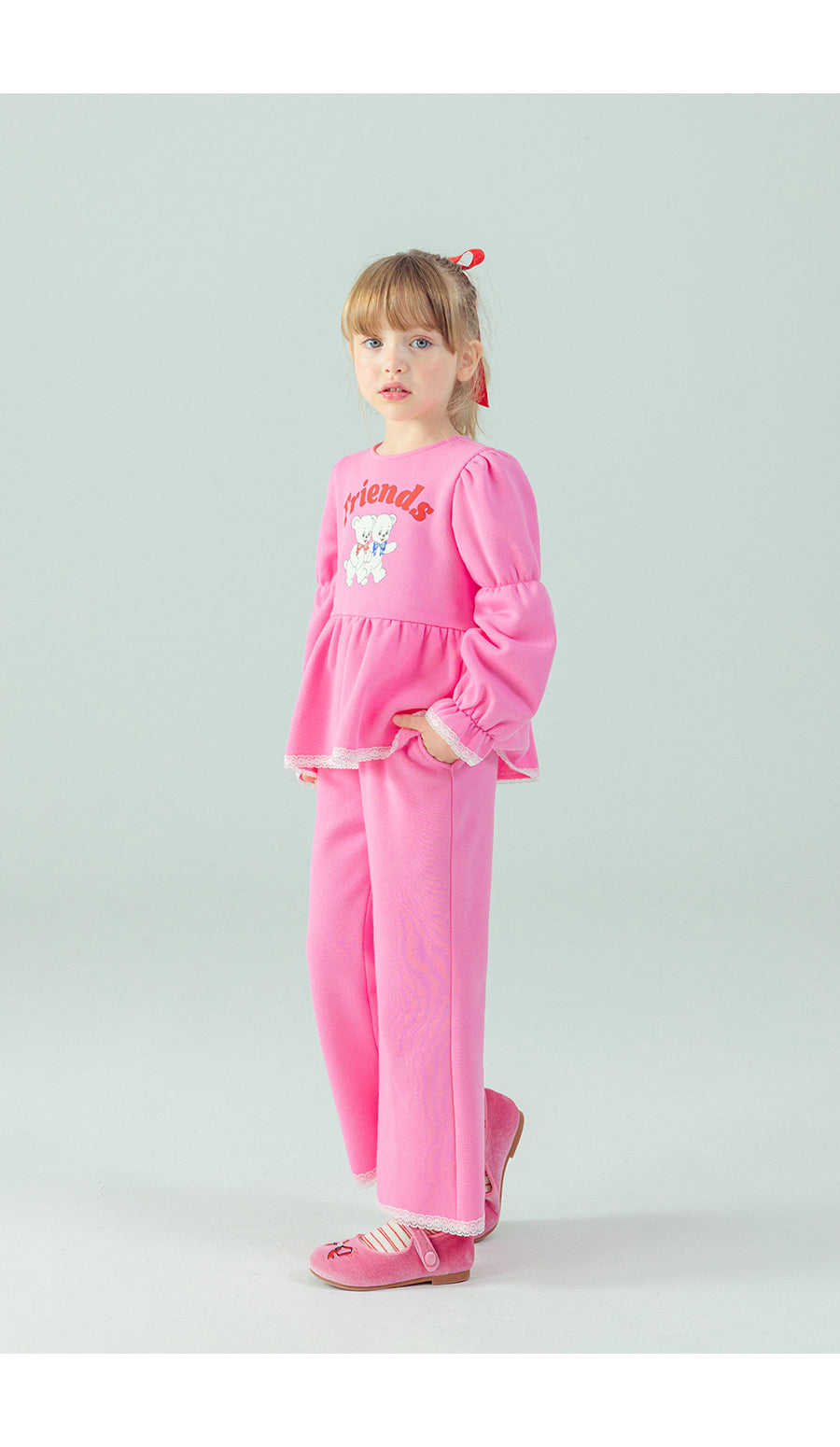 I LOVE J Duo bear lace fleece 2pc set