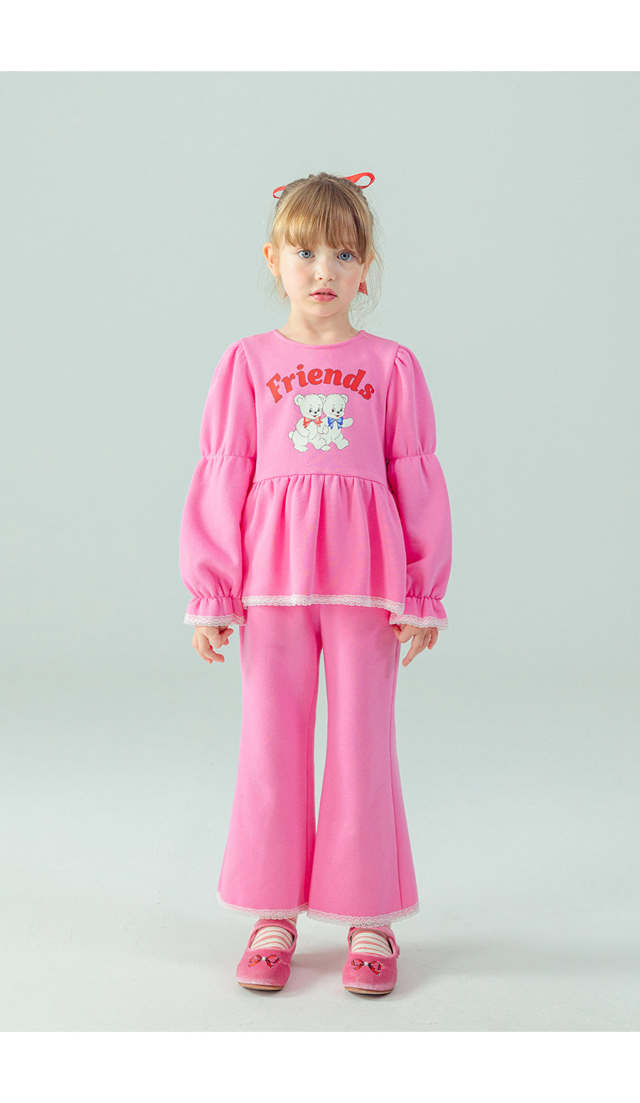 I LOVE J Duo bear lace fleece 2pc set