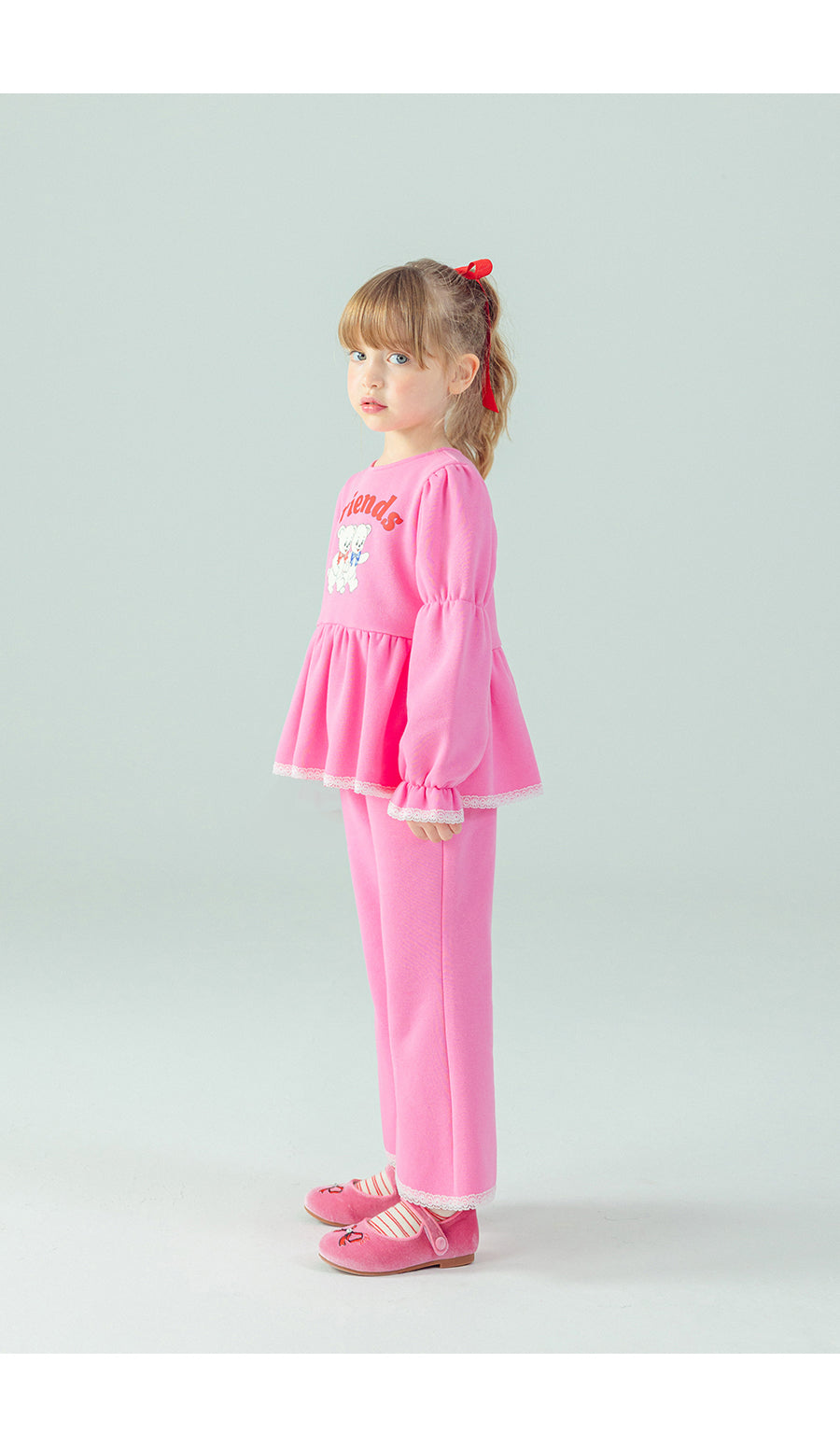 I LOVE J Duo bear lace fleece 2pc set