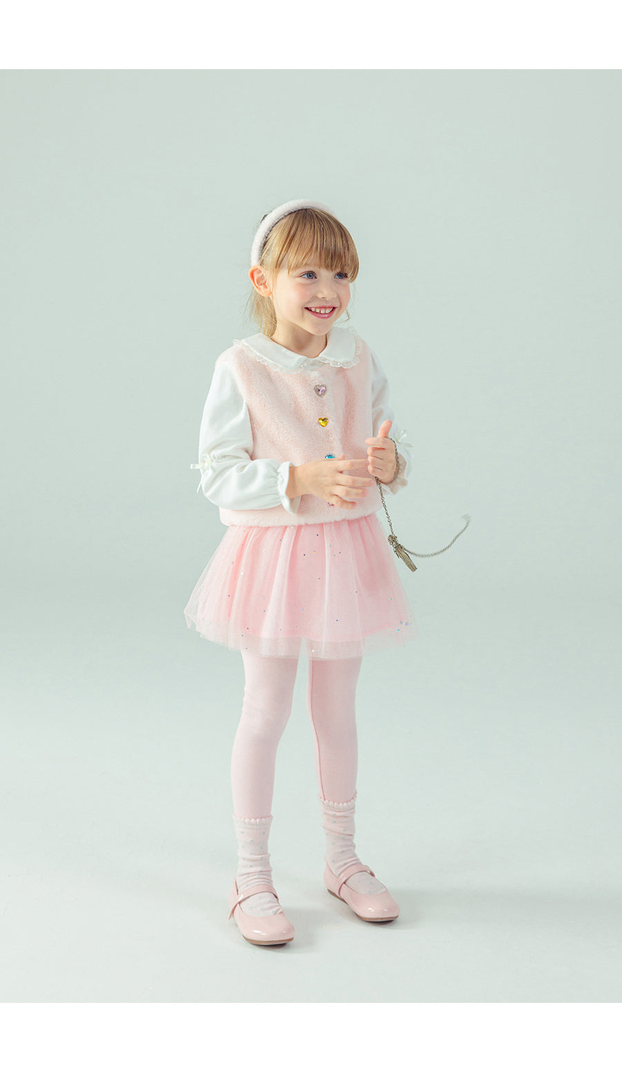 I LOVE J Stone button fur vest