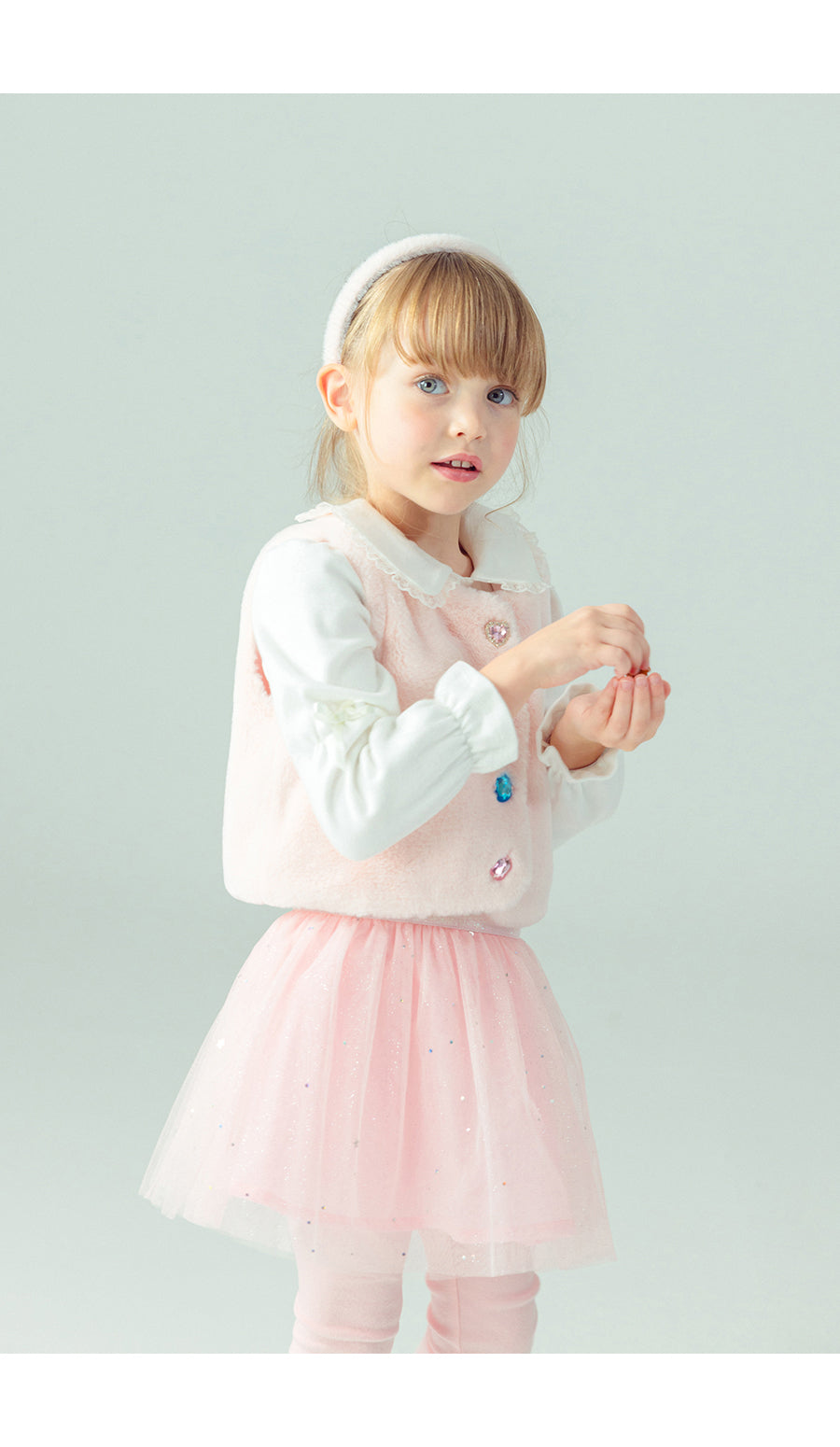 I LOVE J Stone button fur vest