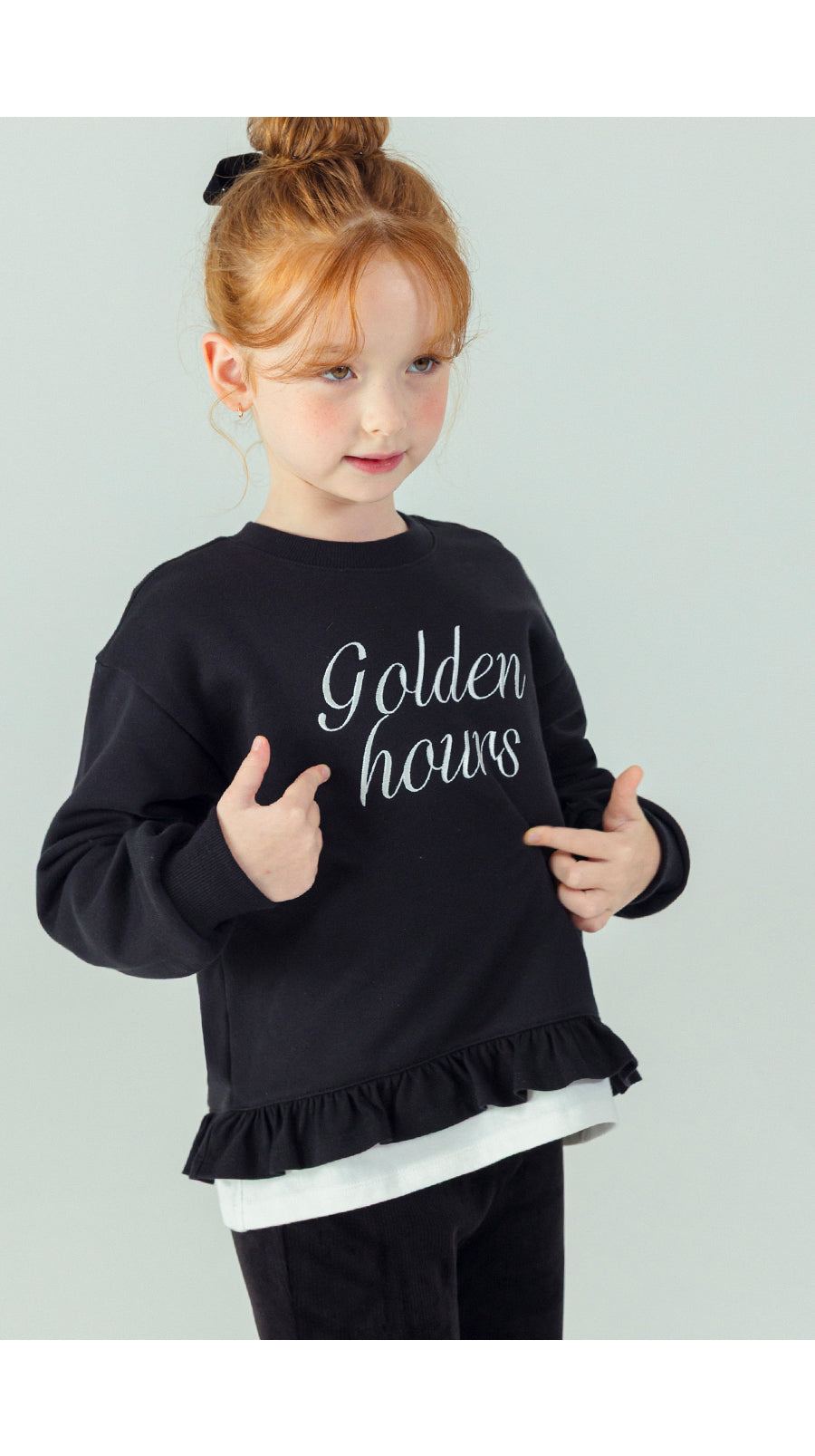 I LOVE J Golden hours frill layered fleece top