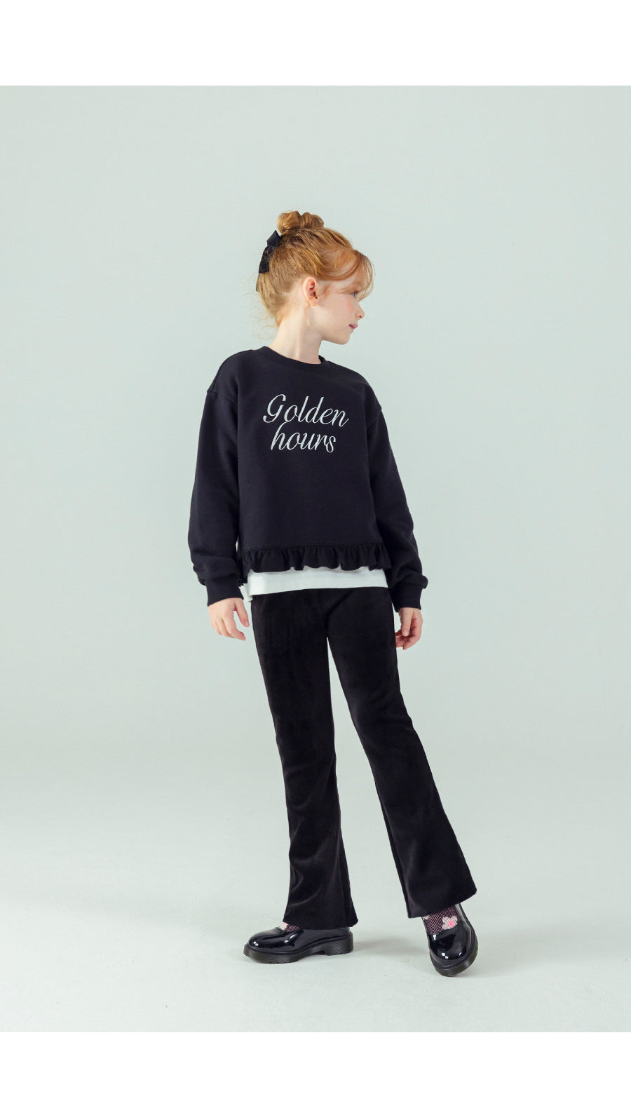 I LOVE J Golden hours frill layered fleece top
