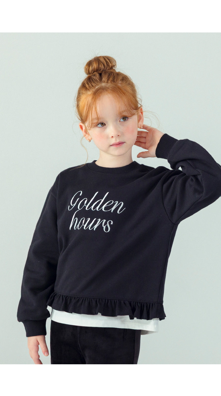 I LOVE J Golden hours frill layered fleece top