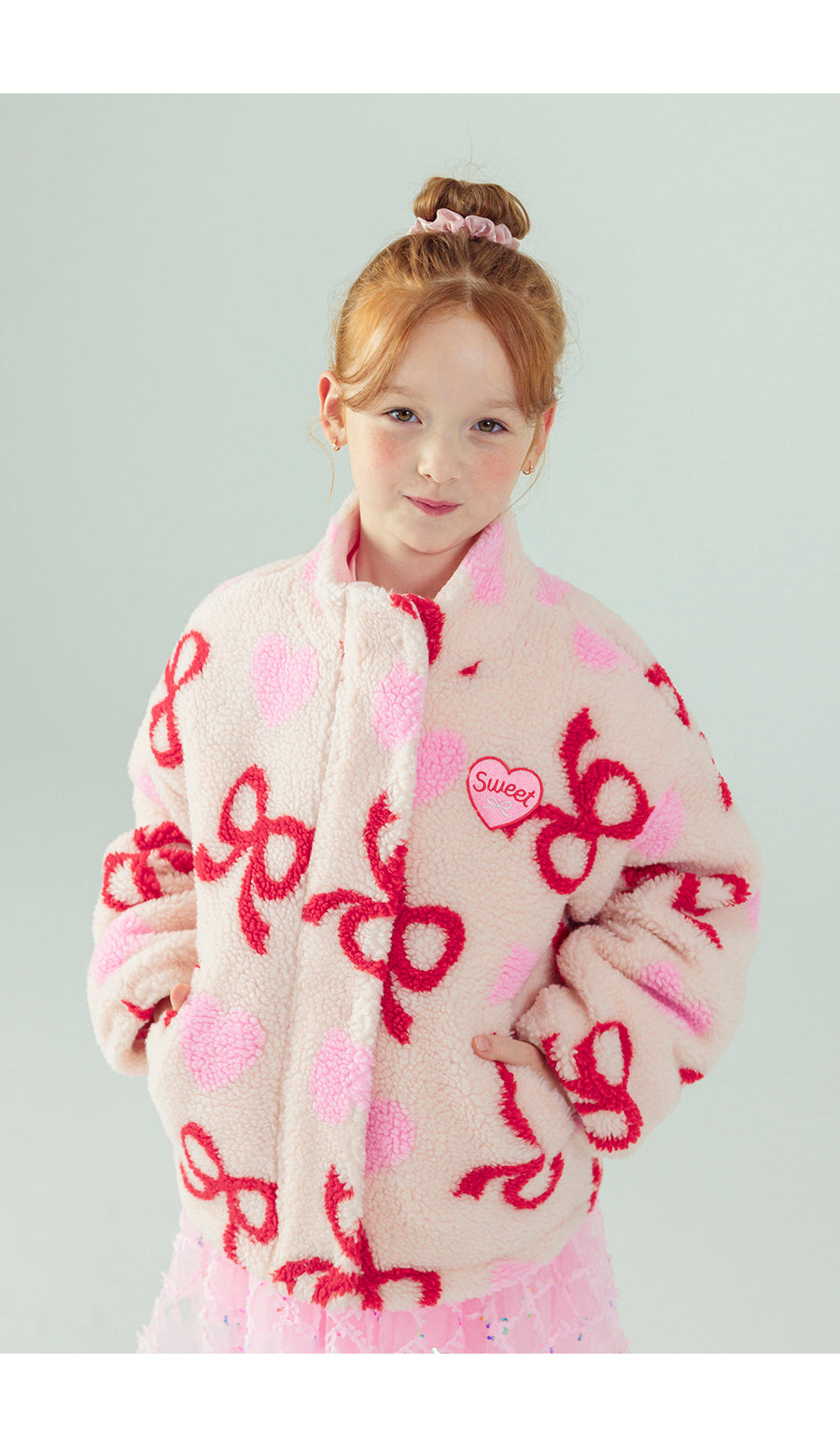 I LOVE J Ribbon dumble zip up jacket