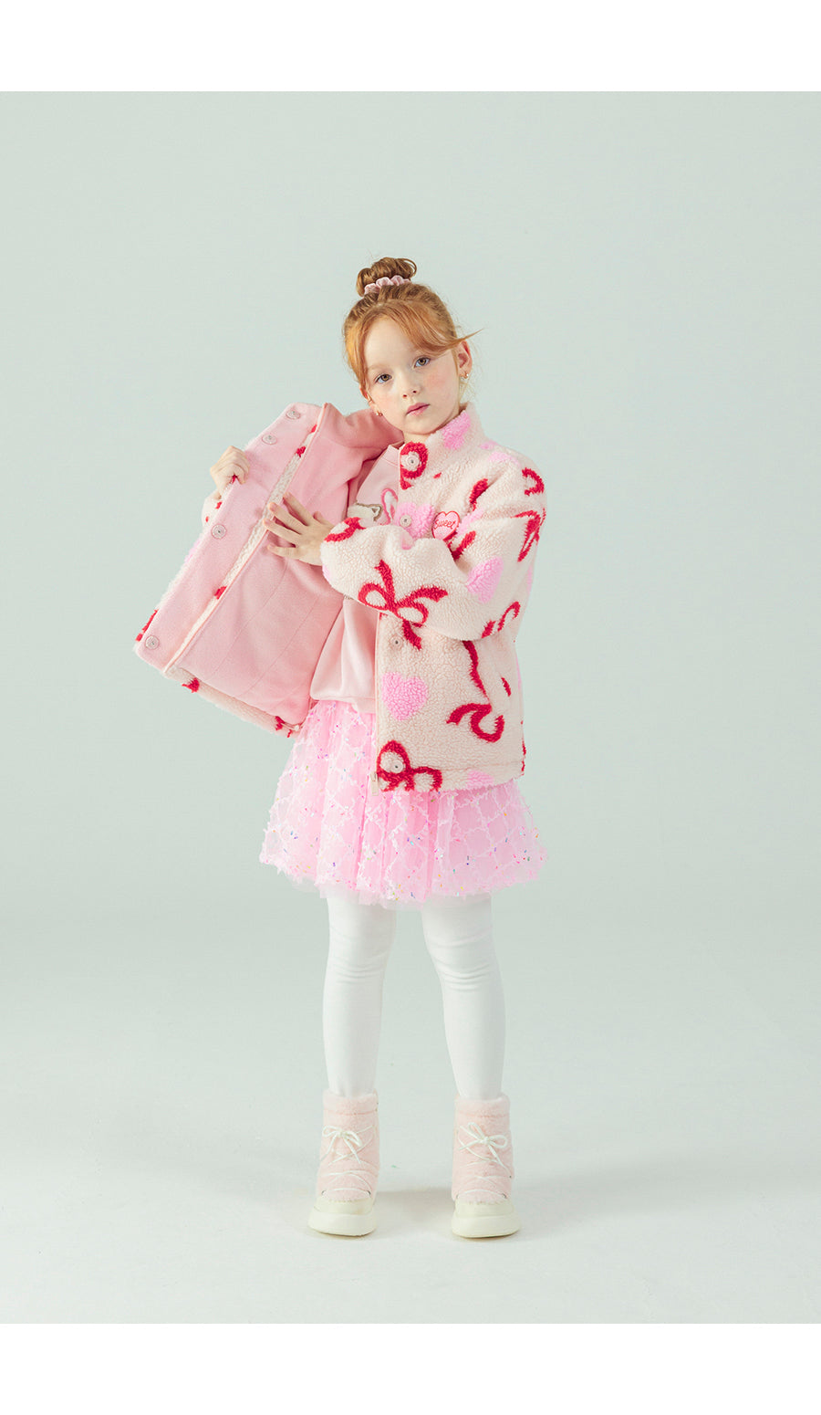 I LOVE J Ribbon dumble zip up jacket