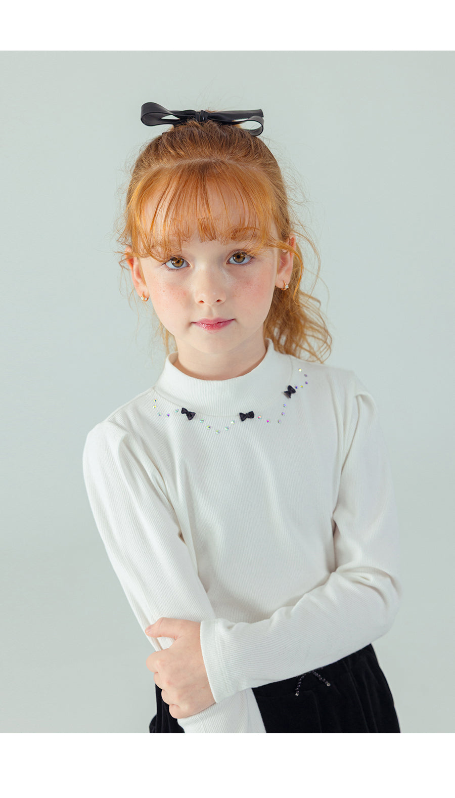 I LOVE J Ribbon stone point fleece top