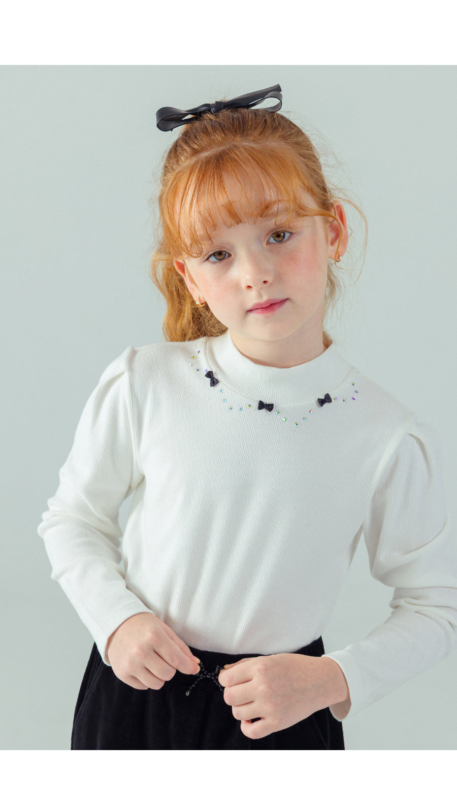 I LOVE J Ribbon stone point fleece top