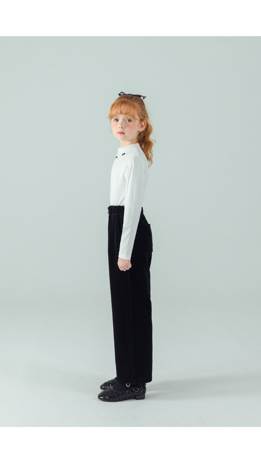 I LOVE J Ribbon stone point fleece top