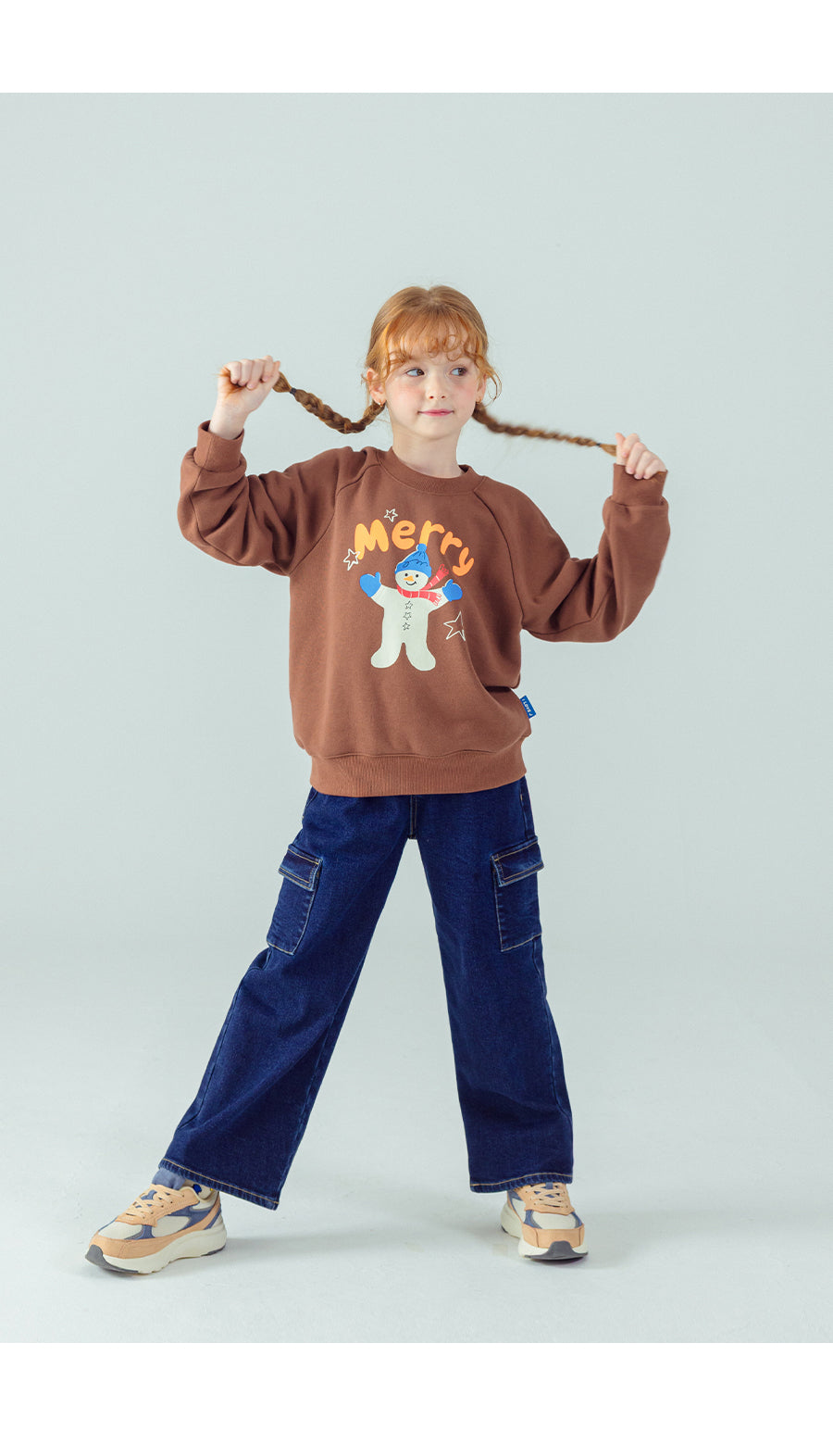 I LOVE J Merry snowman fleece mtm(Brown)