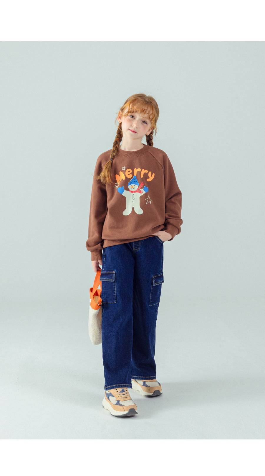 I LOVE J Merry snowman fleece mtm(Brown)