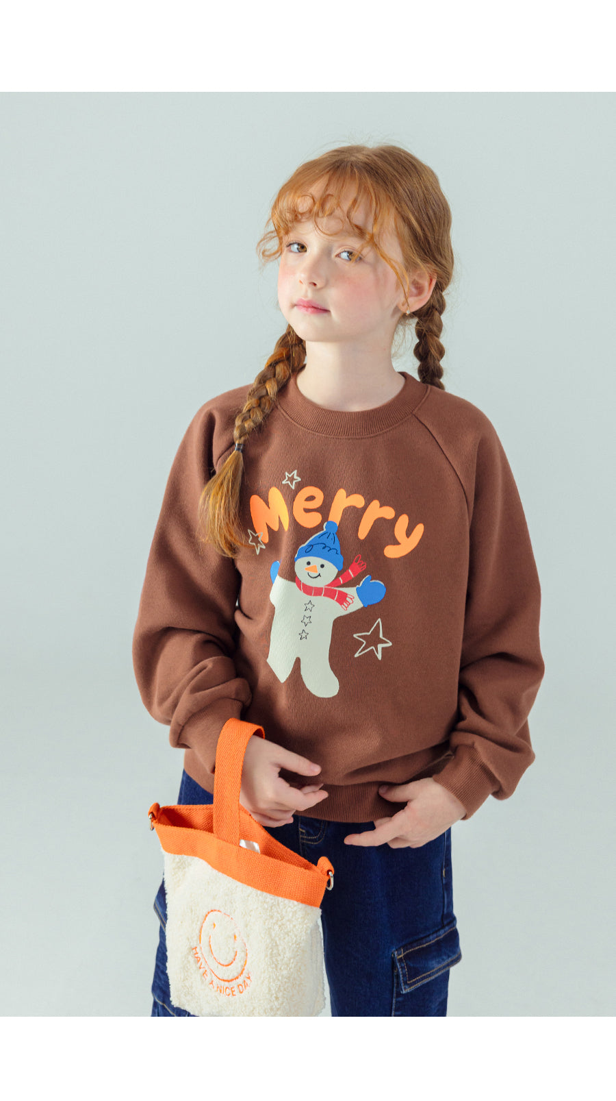 I LOVE J Merry snowman fleece mtm(Brown)