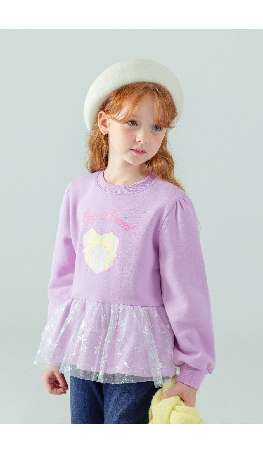 I LOVE J Moment ribbon frill fleece top