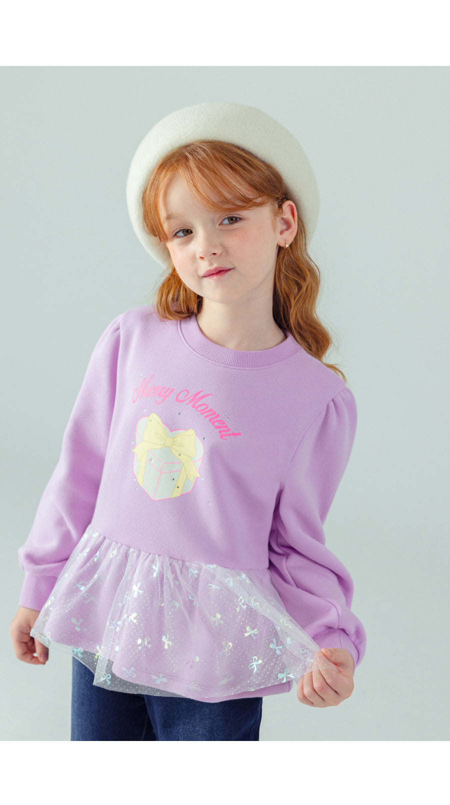 I LOVE J Moment ribbon frill fleece top