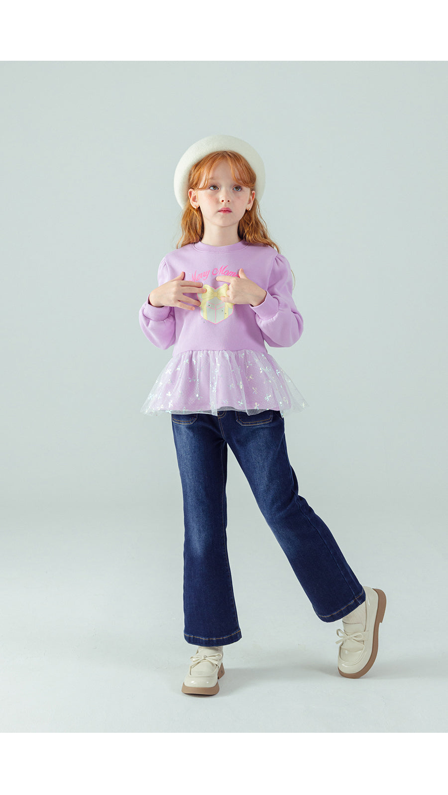 I LOVE J Moment ribbon frill fleece top