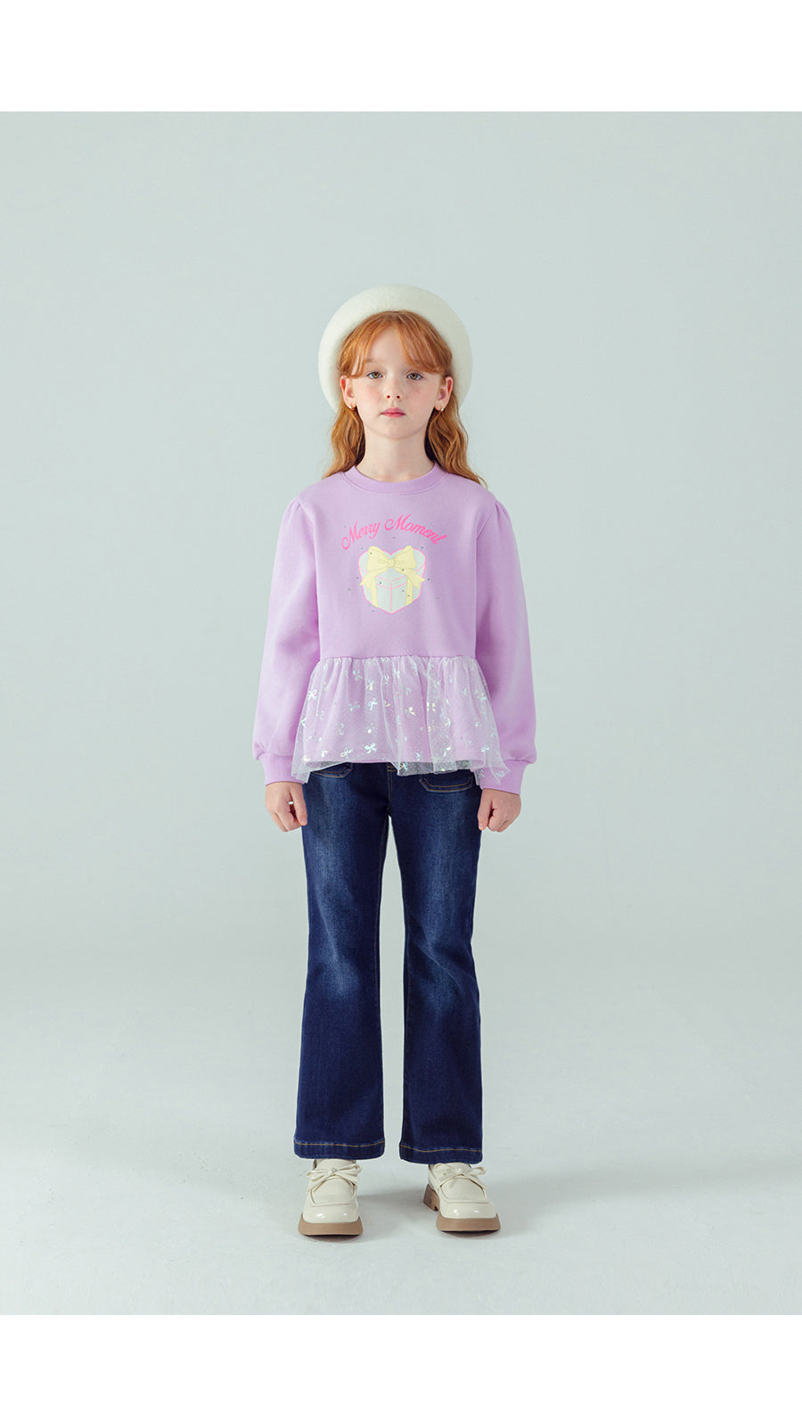 I LOVE J Moment ribbon frill fleece top
