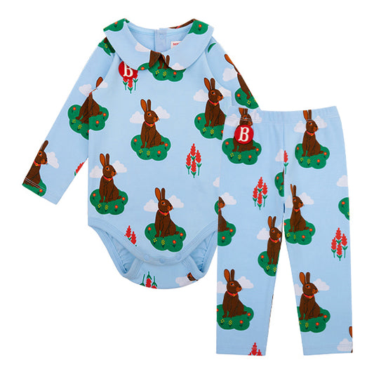 BEBE DE PINO All over rabbit baby bodysuit set