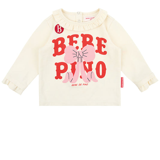 BEBE DE PINO Puff ribbon baby frill long sleeve tee