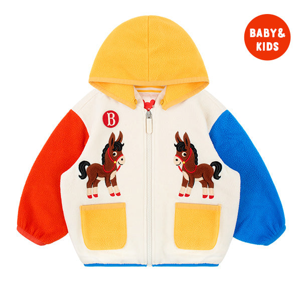 BEBE DE PINO Donkey baby color block fleece jacket