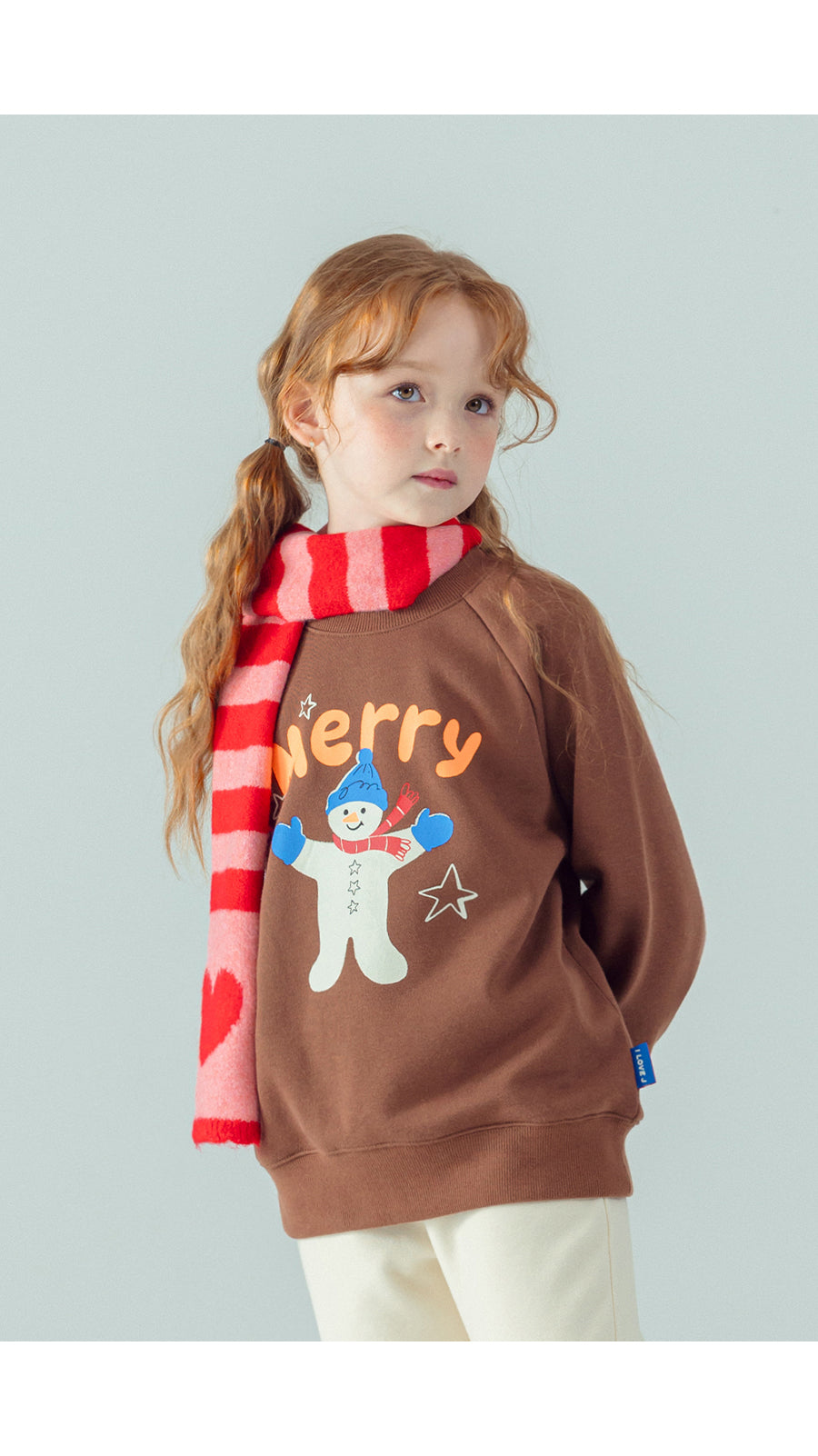 I LOVE J Merry snowman fleece mtm(Brown)