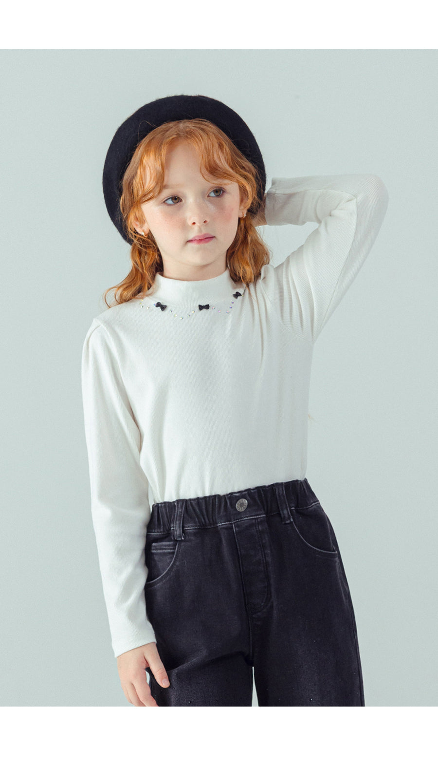 I LOVE J Ribbon stone point fleece top