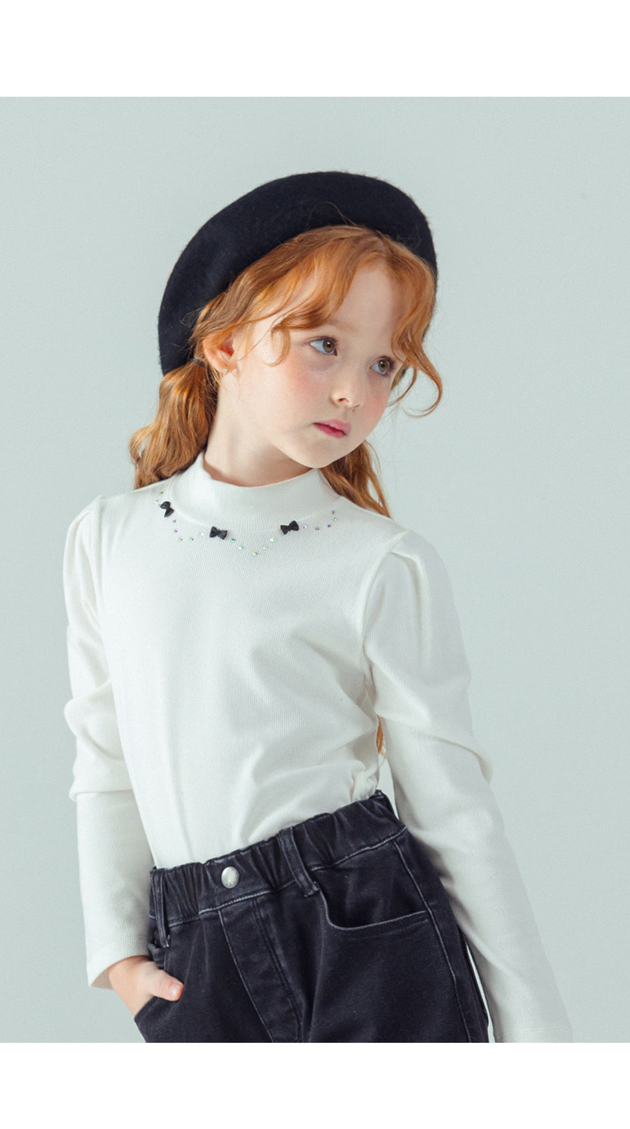 I LOVE J Ribbon stone point fleece top