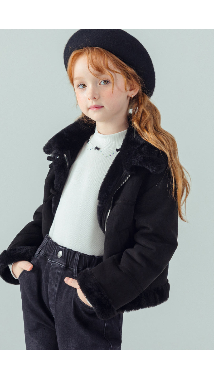 I LOVE J Ribbon stone point fleece top