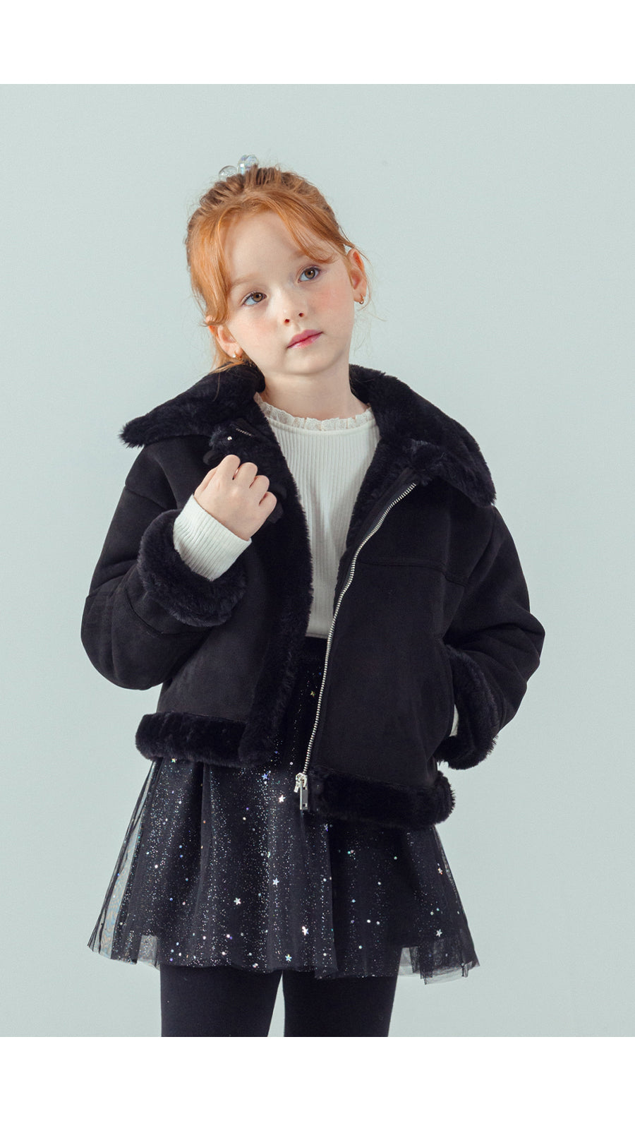 I LOVE J Margen crop shearling jacket