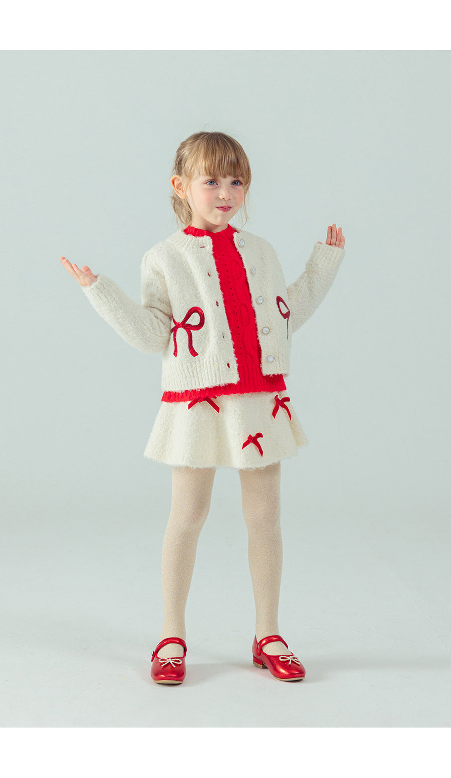 I LOVE J Ribbon spangle knit cardigan