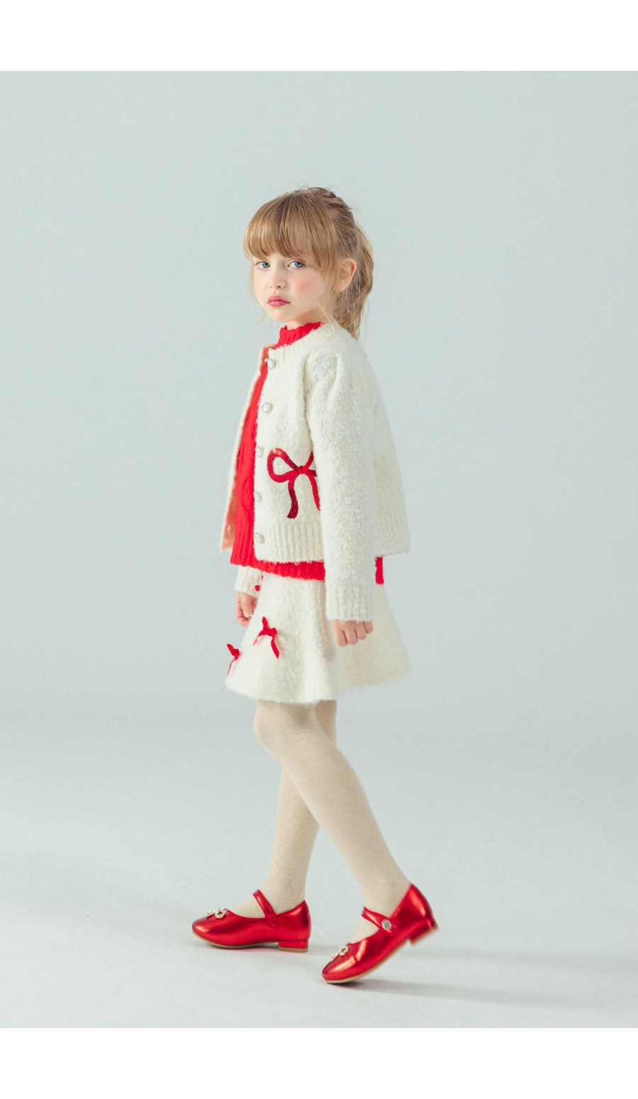 I LOVE J Ribbon spangle knit cardigan