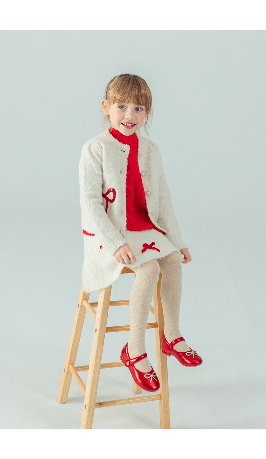 I LOVE J Ribbon spangle knit cardigan