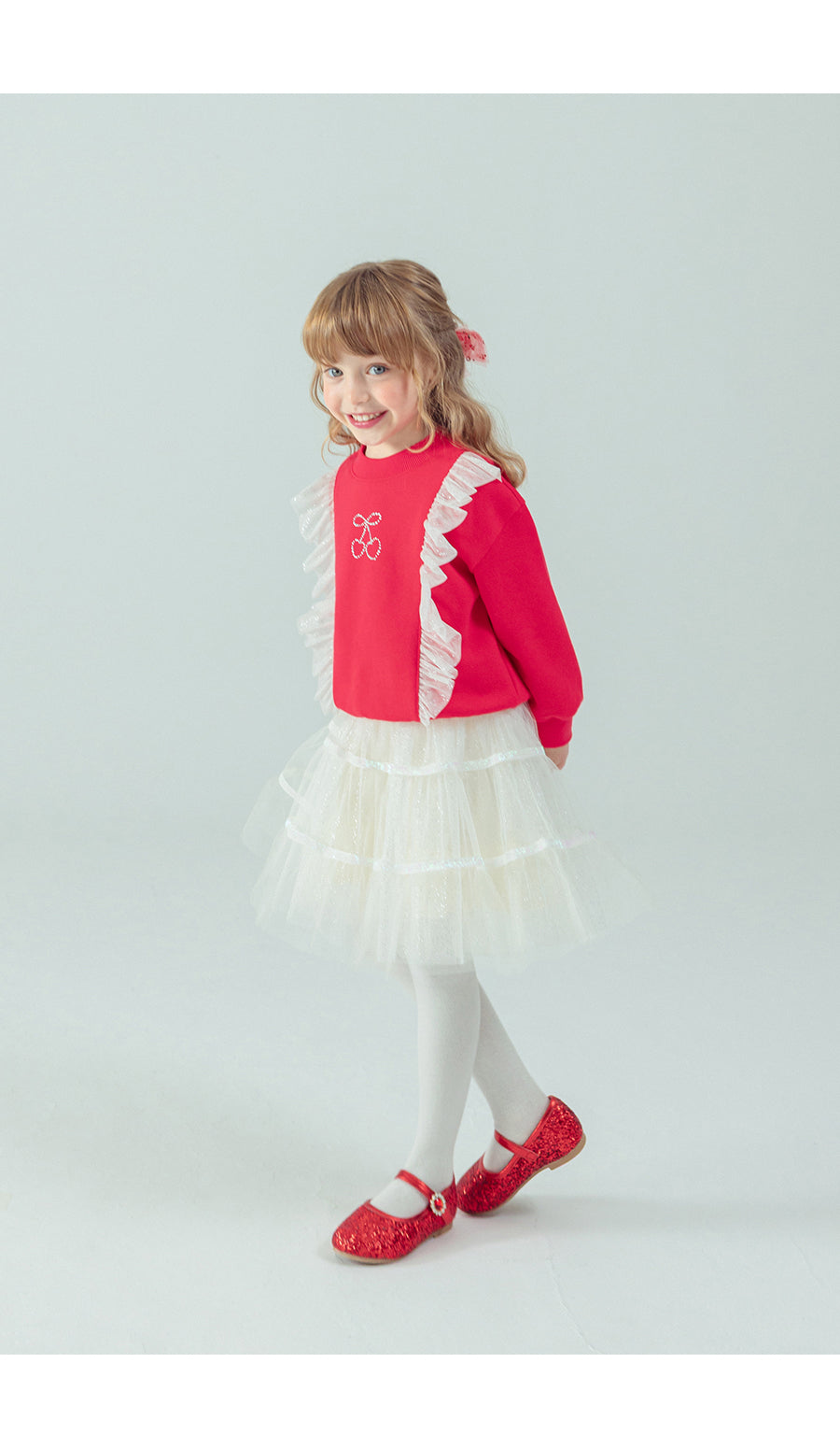 I LOVE J Net frill mtm (Fleece inside)