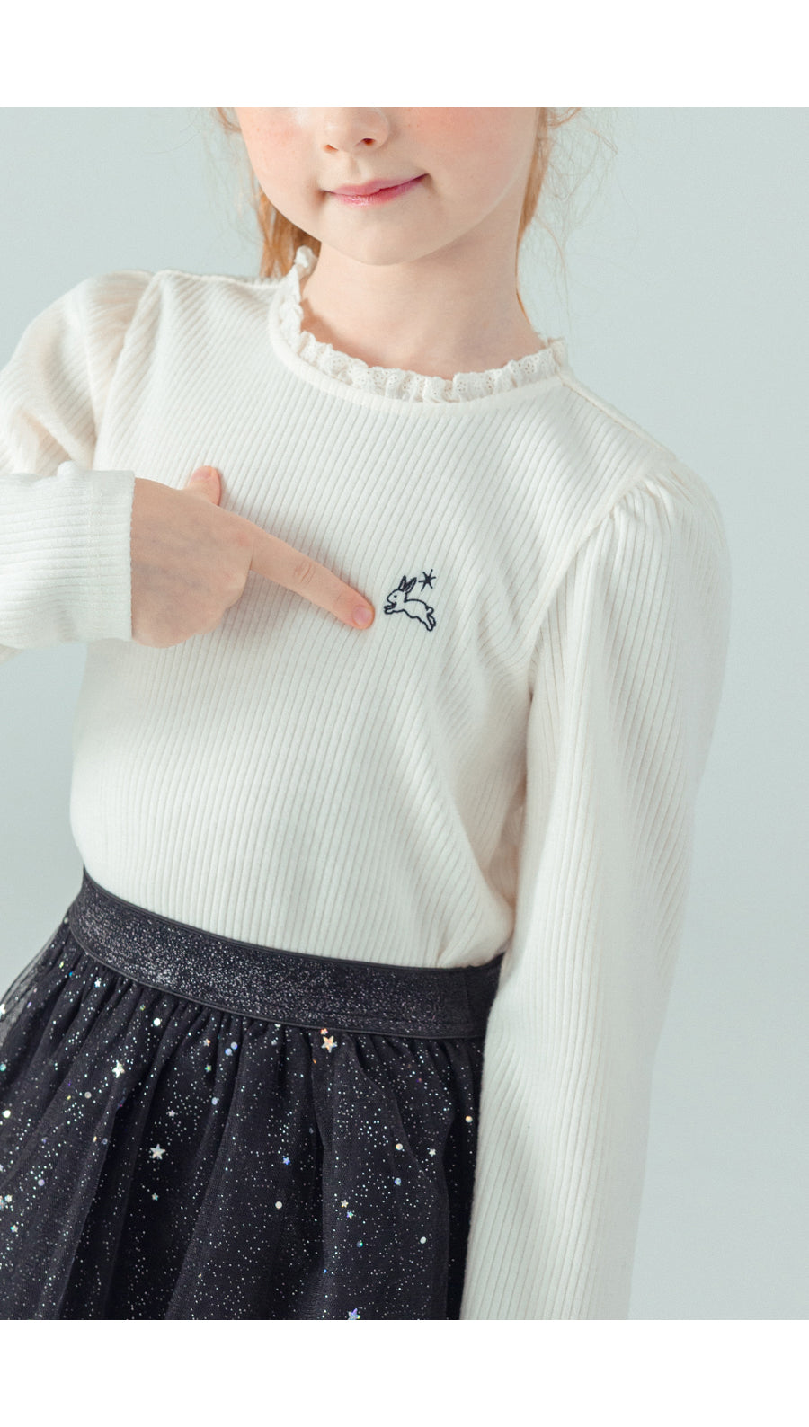 I LOVE J Lace ribbed top