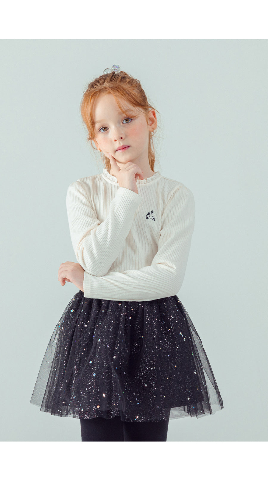 I LOVE J Lace ribbed top