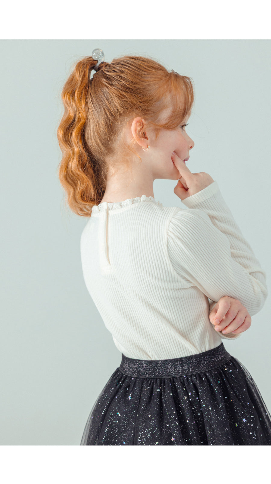 I LOVE J Lace ribbed top