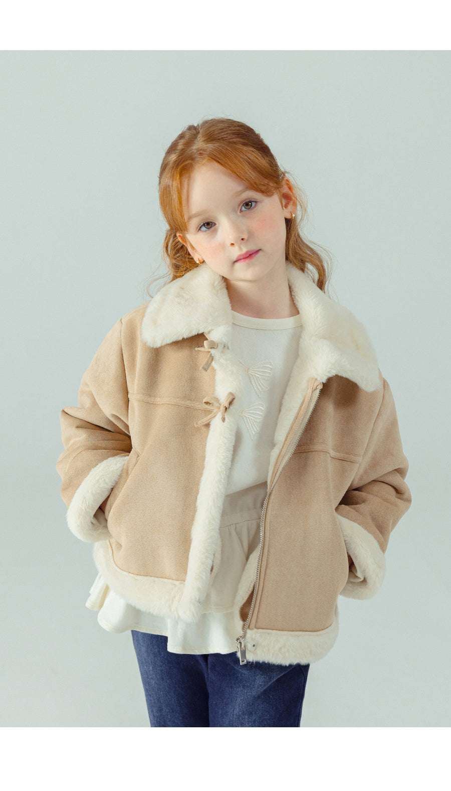 I LOVE J Margen crop shearling jacket