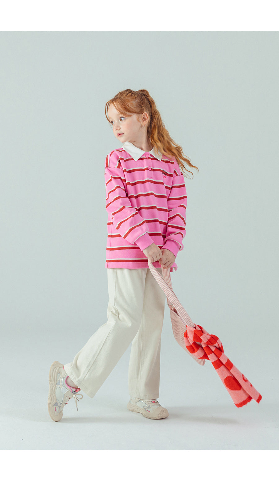 I LOVE J Collar fleece striped top