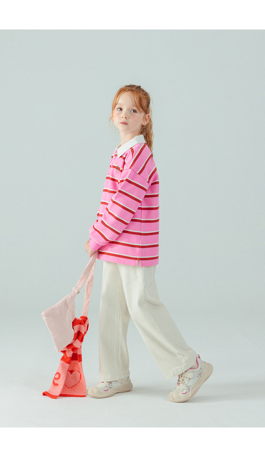 I LOVE J Collar fleece striped top