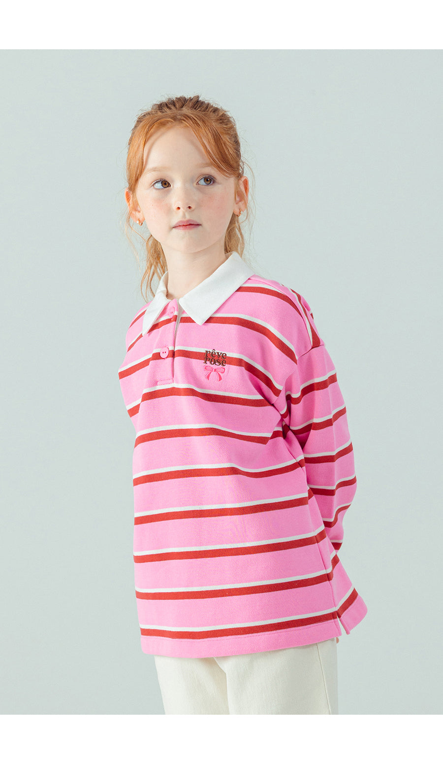 I LOVE J Collar fleece striped top