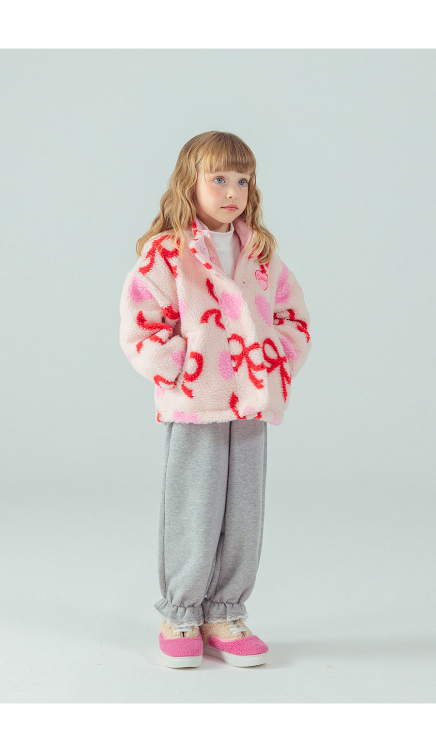 I LOVE J Ribbon dumble zip up jacket